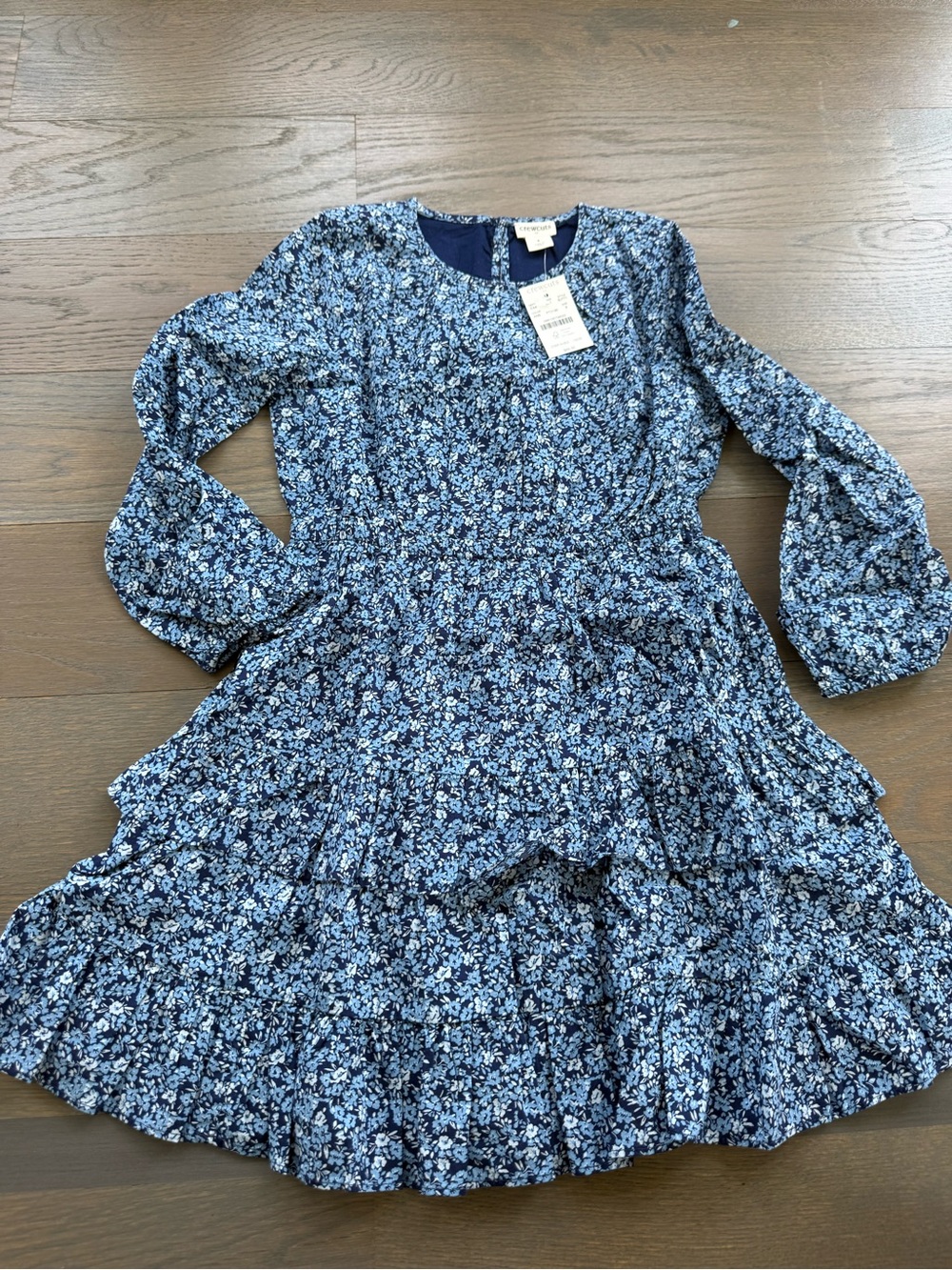 Crewcuts Navy Floral Long-Sleeve Tiered Dress